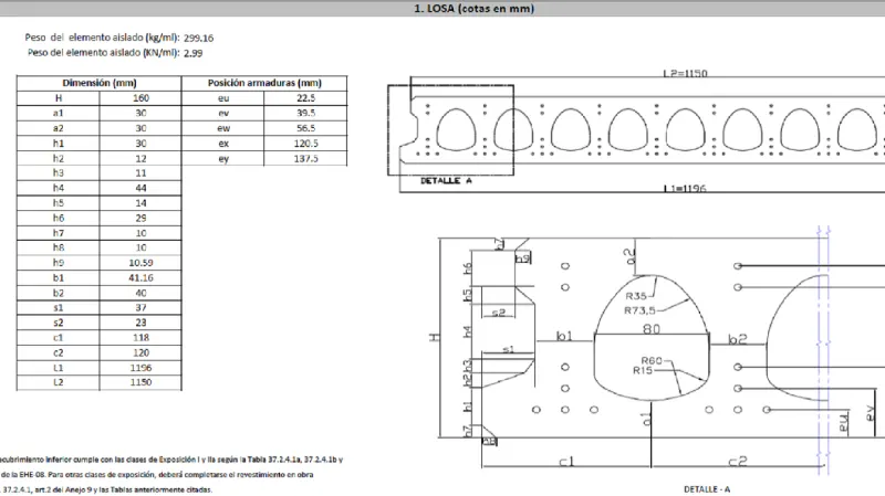 CALCULATION OF SLABS DESIGNED FROM DATA SHEETS (EOCE021PO)